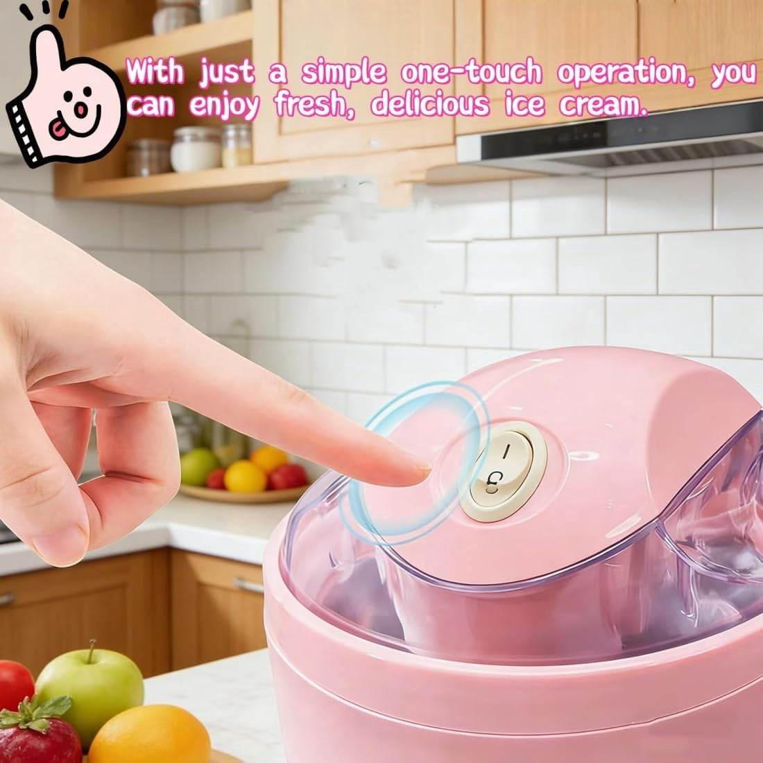 Small Home Mini Ice Cream Maker, 17oz Electric Gelato & Sorbet Machine with One-Touch Control, Personal Ice Cream Maker, DIY Makes Machine, Dessert Treats & Family Use (Blue-A)