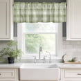thumbnail image 3 of Sage Green Plaid Rod Pocket Curtain Valance, Modern Art Checkered Farmhouse Farmhouse Window Valance for Living Room, Bedroom, Kitchen 42"W x 12"L, 3 of 9