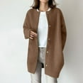 thumbnail image 5 of Ladies Sweater Cardigans Mid-length Long Sleeve Snap Button Down Soft Warm Knit Jacket Fall Winter Outerwear Coat (XL, Brown), 5 of 6