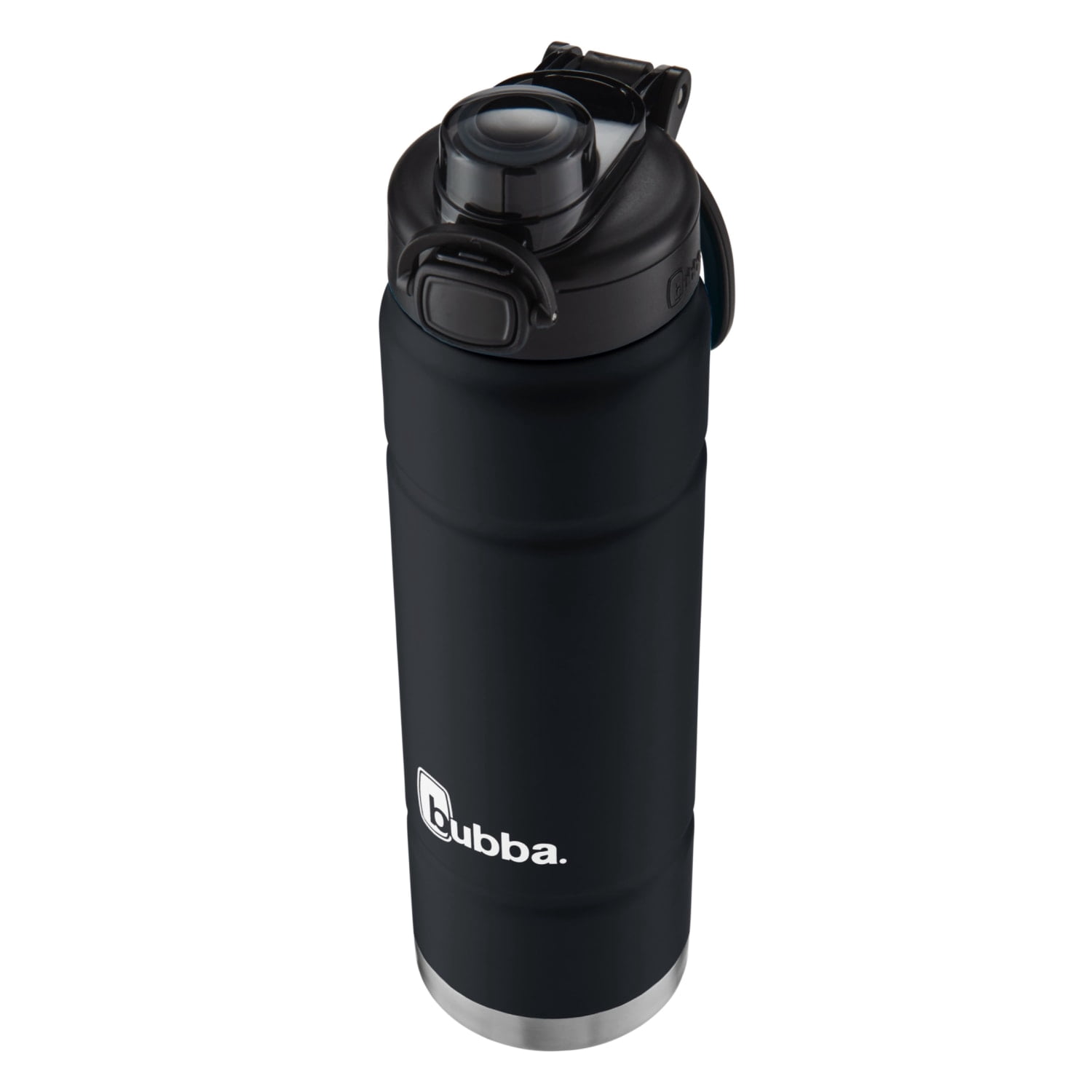 bubba Trailblazer Stainless Steel Water Bottle Push Button Lid Rubberized Licorice, 24 fl oz.