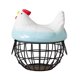 thumbnail image 3 of Cesta para huevos de gallina, frutero con tapa de cerámica con forma de gallina, cesta decorativa para guardar huevos. Azul negro, 3 of 9