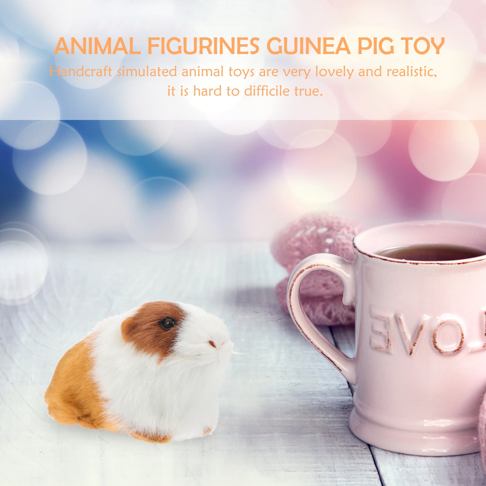 Synthetic Fur Guinea Pig Model Artificial Animals Shaped Figurine