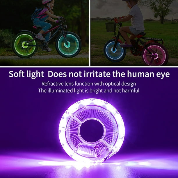 LED vélo roue lumière vélo avant moyeu arrière a parlé une lampe avec 7  couleurs 18 Modes Rechargeable enfants Balance vélo lumière