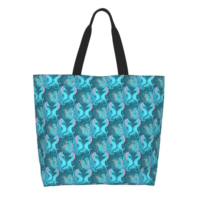 Easygdp Seahorse Bolsas Tote para Mujer, Bolsos de Hombro para Viaje, Bolsos de Mano de Gran Capacidad para Compras y Trabajo