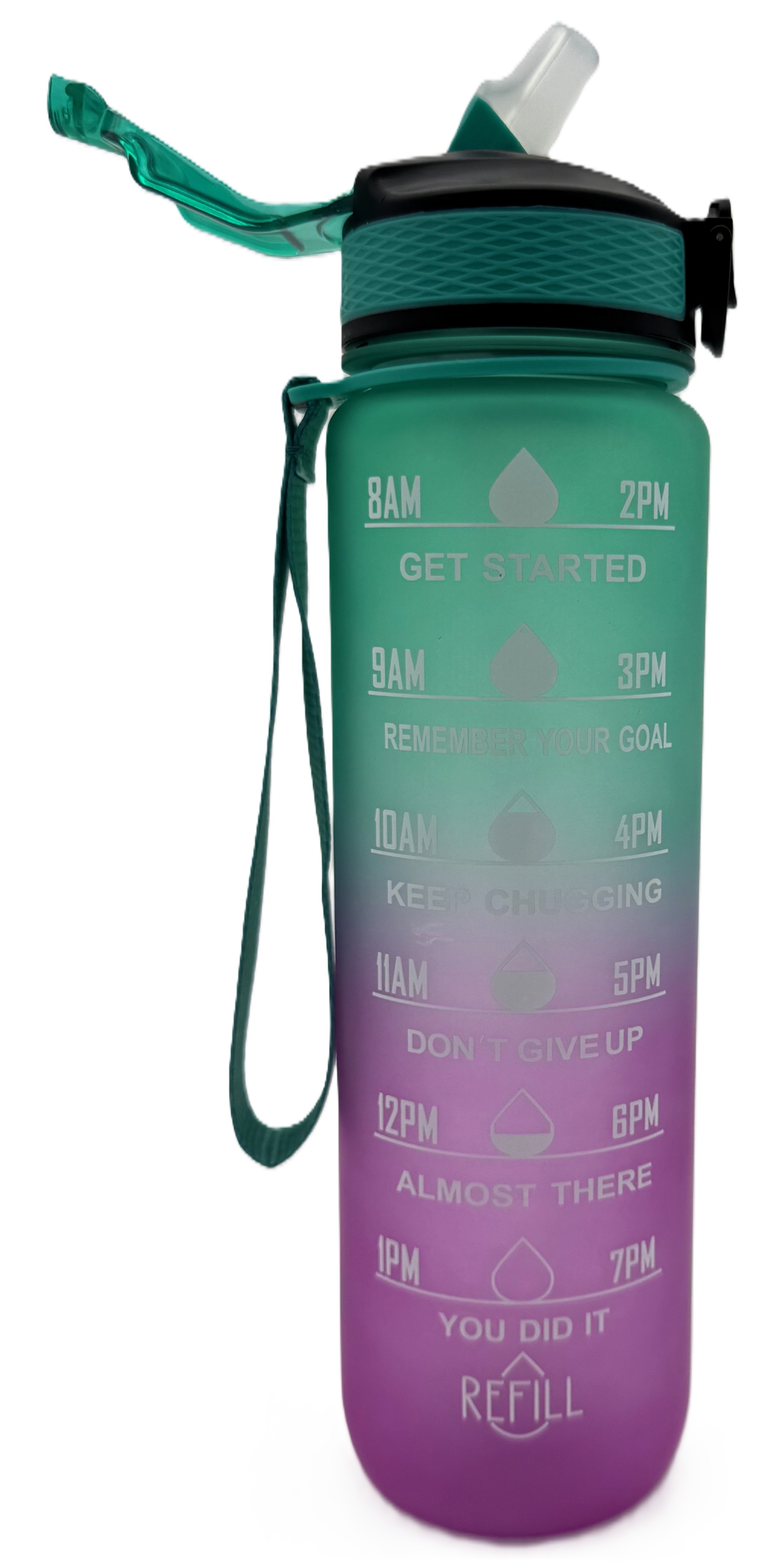 Alaskagift Water Bottle 32oz Purple Time Mark