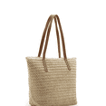 thumbnail image 1 of Tote Bag de Paja con Cierre y Bolsillo Interno, Bolsa Casual para Mujer, Playa, Compras y Oficina Xtellar beige, 1 of 4
