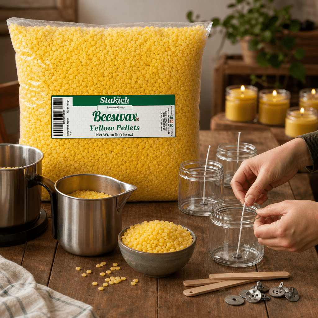 Stakich Beeswax Pellets for Candle Making, 10 lbs (Yellow)
