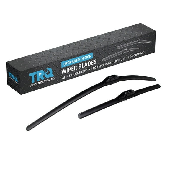 TRQ Silicone Coated Water Repellent Wiper Blades, 13in and 26in Automotive Windshield Wipers (Set of 2)