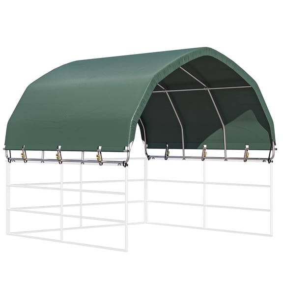 Mellcom 10'x10' Corral Shelter, Heavy Duty Round Style Canopy, Waterproof and UV Resistant Cover for Agricultural Storage,Green