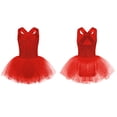 thumbnail image 5 of Yeahdor Robe Tutu de Ballet à Sequins pour Filles Costume de Princesse Danse de Salon Rouge 6, 5 of 5
