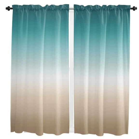 Teal Green Khaki Gradient Small Curtain Rod Pocket Short Curtains Half Drapes Partition Cabinet Door Window Curtains Home Decor