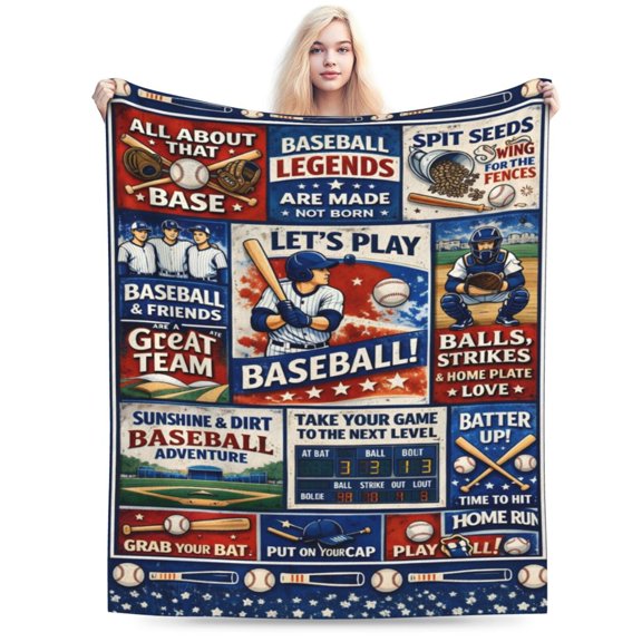 Baseball Lover Blanket Gift Throw Blanket Baseball Pattern Blanket Cozy Soft Home Decor Gift for Baseball Fans 50x40