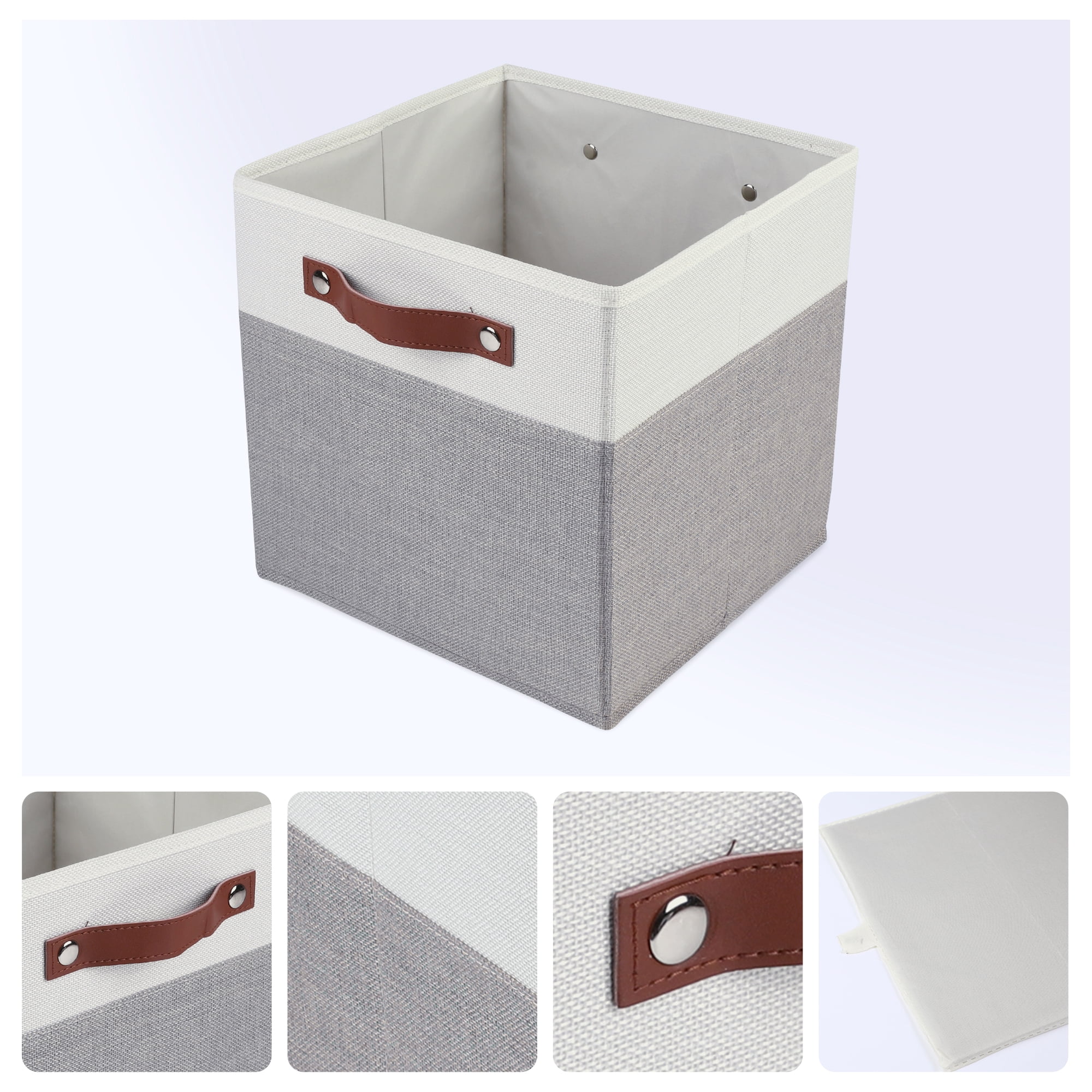 Unique Bargains Storage Cube Fabric Storage Bin with Handles Gray 11.8*11.8*11.8in