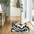 thumbnail image 2 of ODIKA 2'x3' Washable Samll Area Rug Black Cream Abstract Star and Wave Design Elegant Contrast with Fluid Lines Bold for Entryway, Kitchen, Laundry Room, Non-Slip, Low Pile, 2 of 7