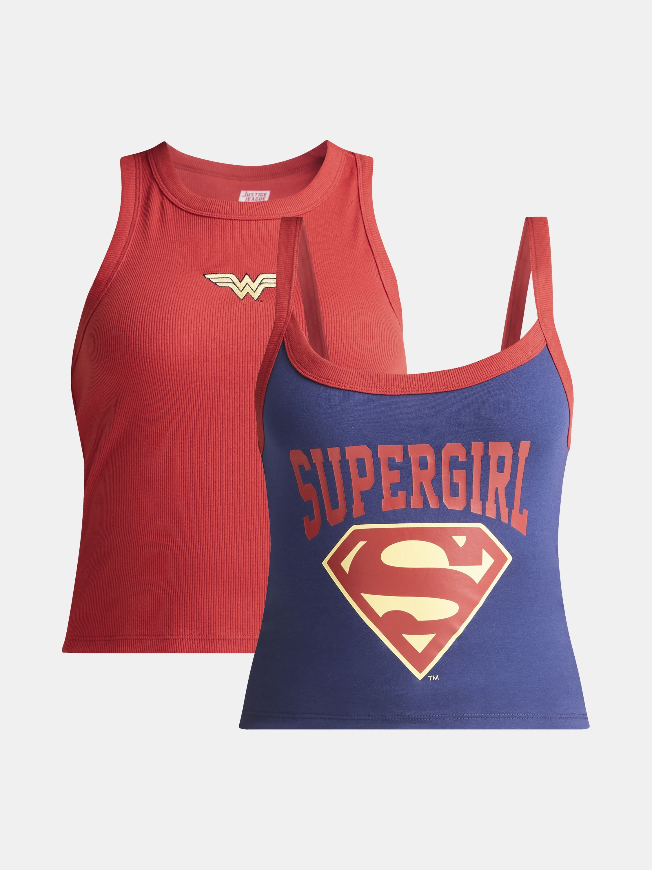 Supergirl and Wonder Woman Women's Graphic Tank Top, 2-Pack