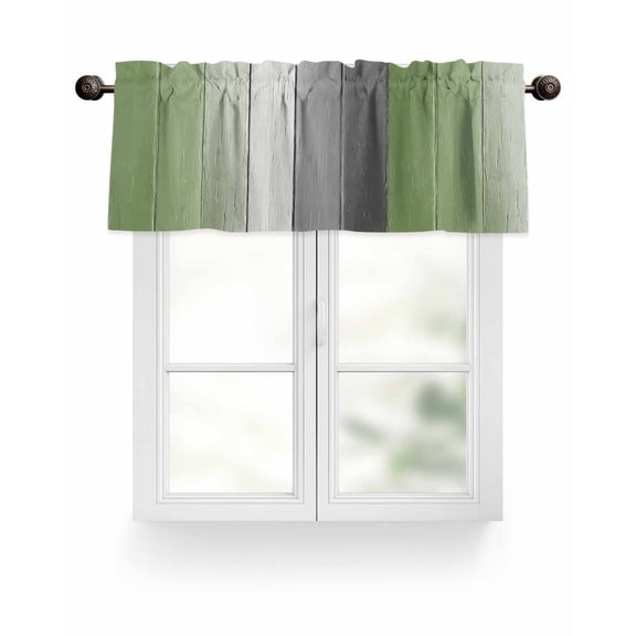 Farmhouse Rustic Wood Kitchen Valances for Windows Sage Green Grey Valance Curtains  for Kitchen /Living Room/Bedroom/ Bathroom Decor, 54"x18 " ,Rod Pocket 1 Panel,