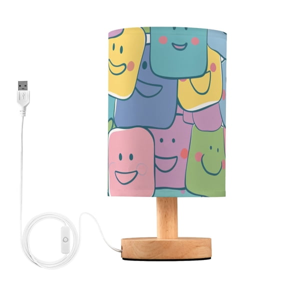 Smiling Faces Table Lamp for Desk Nightstand Lamp with USB Modern Gifts for Bedroom Living Room Kids Room
