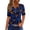 AV22-Dark Blue, variant on Women'S Halloween Shirt Funny Candy Print Tops Henley V Neck Short Sleeve Fall Basic Flying Tshirt Black M