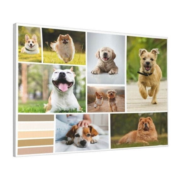 Custom Canvas Prints Beige Cute Dogs Personalized Photo Image Collage DIY Framed Kit Wall Art Picture Room Decor 16x20 inch
