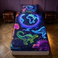 thumbnail image 3 of Manfei Neon Dinosaur Wildlife Twin Sheets,Gothic Cloud Stars Bedding,Blue Pink,3pcs,1 Flat Sheet,1 Fitted Sheet and 1 Pillowcase, 3 of 6