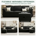 thumbnail image 6 of Sobaniilo 79.1" Sectional Sofa with Movable Storage Ottoman, L-Shaped Convertible Sofa Couch for Small Living Room, Black, 6 of 9