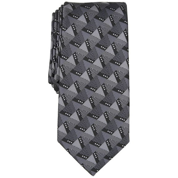 Alfani Mens Necktie  Barkis Geo Print Charcoal Tie