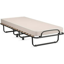 CSPP Rollaway Bed with 4” Mattress, Folding Bed with Memory Foam Mattress for Adults, Portable Guest Bed with Sturdy Steel Frame, Made in Italy