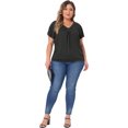 thumbnail image 3 of DARING DIVA Women's Plus V Neck Ruffle T Shirt Tee Tops 3X Black, 3 of 6