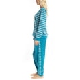 thumbnail image 5 of MUK LUKS Likely to Lounge Women's 2-Piece Pajama Set, Minky Fleece Long Sleeve and Jogger Pjs, Teal/Stripe, T/M, 5 of 6