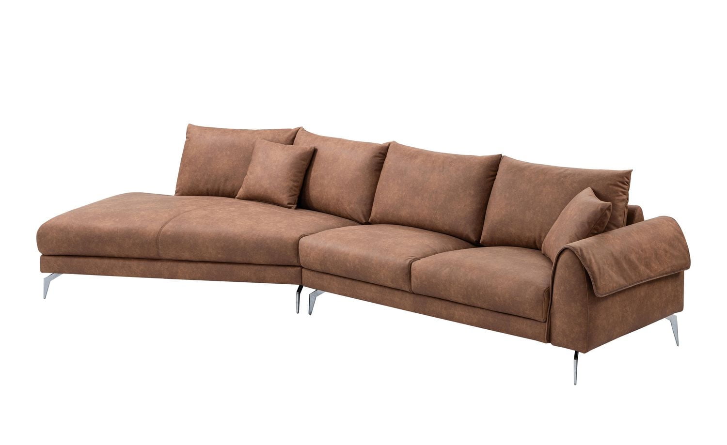 Topline Home Furnishings 2-piece Sectional with Left Side Chaise, Brown Microfiber