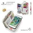 thumbnail image 6 of Multifunctional Wallet Case For iPhone 7 / 8 / SE 2020 / SE 2022 with RFID Blocking Card Slots,Detachable Purse PU Leather Magnetic Snap Hand Strap Zipper Pocket Cute Flower Case with Carabiners,White, 6 of 14