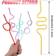 Happon 10 Pcs Crazy Straws, Colorful Twisty Silly Straws for Kids, Assorted Fun Curly Straws for Birthday Party Reusable Straws