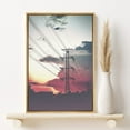 thumbnail image 2 of PixonSign Framed Canvas Print Wall Art Power Line Silhouette Places Cityscape Photography Modern Art Contemporary Scenic Dramatic Multicolor Ultra for Living Room, Bedroom, Office - 16"x24" Natural, 2 of 5