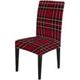 thumbnail image 3 of Christmas Chair Cover Set of 4 Chair Seat Covers Santa Red and Black Stripes Dining Chair Covers for Christmas Banquet Hall Decoration, 3 of 6