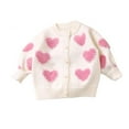thumbnail image 1 of Esaierr Kids Baby Button Cardigan Sweater Coat for Toddler Baby Girl Sweater Long Sleeve Pearl Knitted Love Heart Coat for 0M-6T, 1 of 5