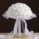 thumbnail image 1 of ¡Liquidación! Ramo de novia de rosas de encaje de cristal para dama de honor, flores artificiales de seda para novia, soporte, 1 of 2