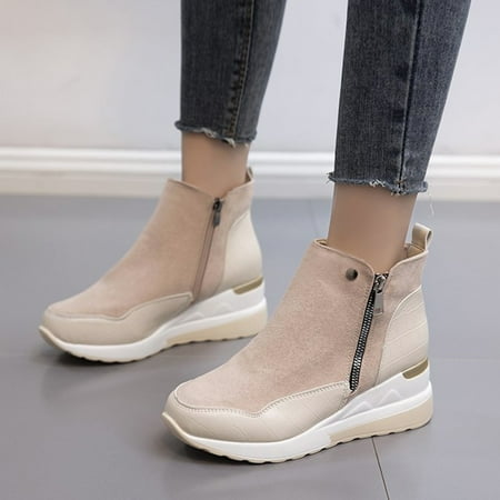 

Fashion Women s Shoes Thick-soled Colorblock Brock Wedges Short Boots