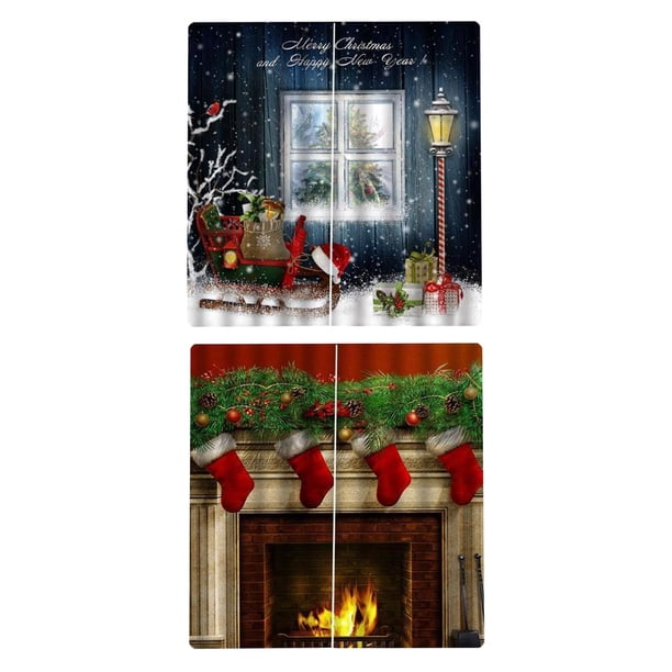 2x Cortinas de Ventana de Navideño a Prueba de Agua para Habitación de Niños Decoración para hogar Regalos