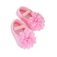thumbnail image 1 of BRIGHTFUFU 1 par de zapatos para niñas, zapatos de princesa de encaje, zapatos de cuna, zapatos de piso antideslizantes de suela suave para bebés recién nacidos, talla 13 rosa, 1 of 7