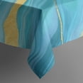 thumbnail image 5 of Blue and Gold Marble Shimmer Streaks Pattern Square Tablecloth,Waterproof Square Table Cover,Wipeable Spillproof Washable Table Cover for Home Kitchen Party Decor 42"X42"(107x107cm), 5 of 6