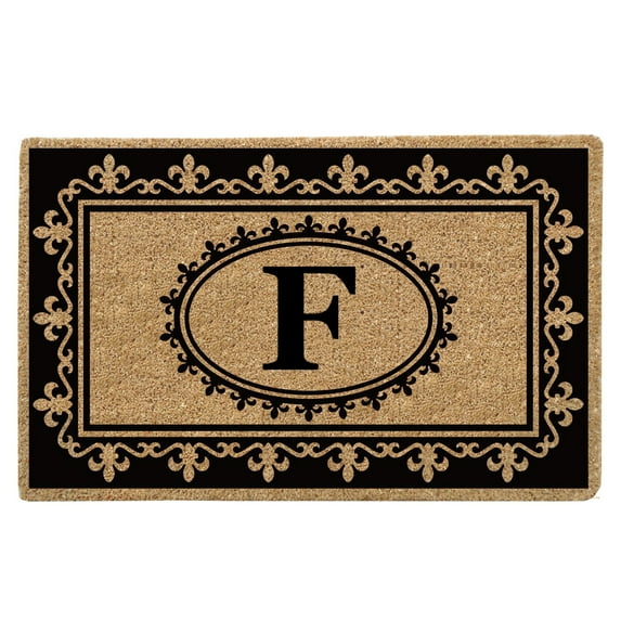 Fleur de Lys 30" x 48" HeavyDuty Coir Doormat - Monogrammed F