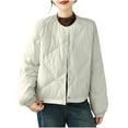 thumbnail image 2 of Fartey Oversized Winter Coats for Women Lightweight Quilted Puffer Jacket Solid Color Long Sleeve Jackets with Pockets Round Neck Button Up Outerwear Coat, 2 of 9