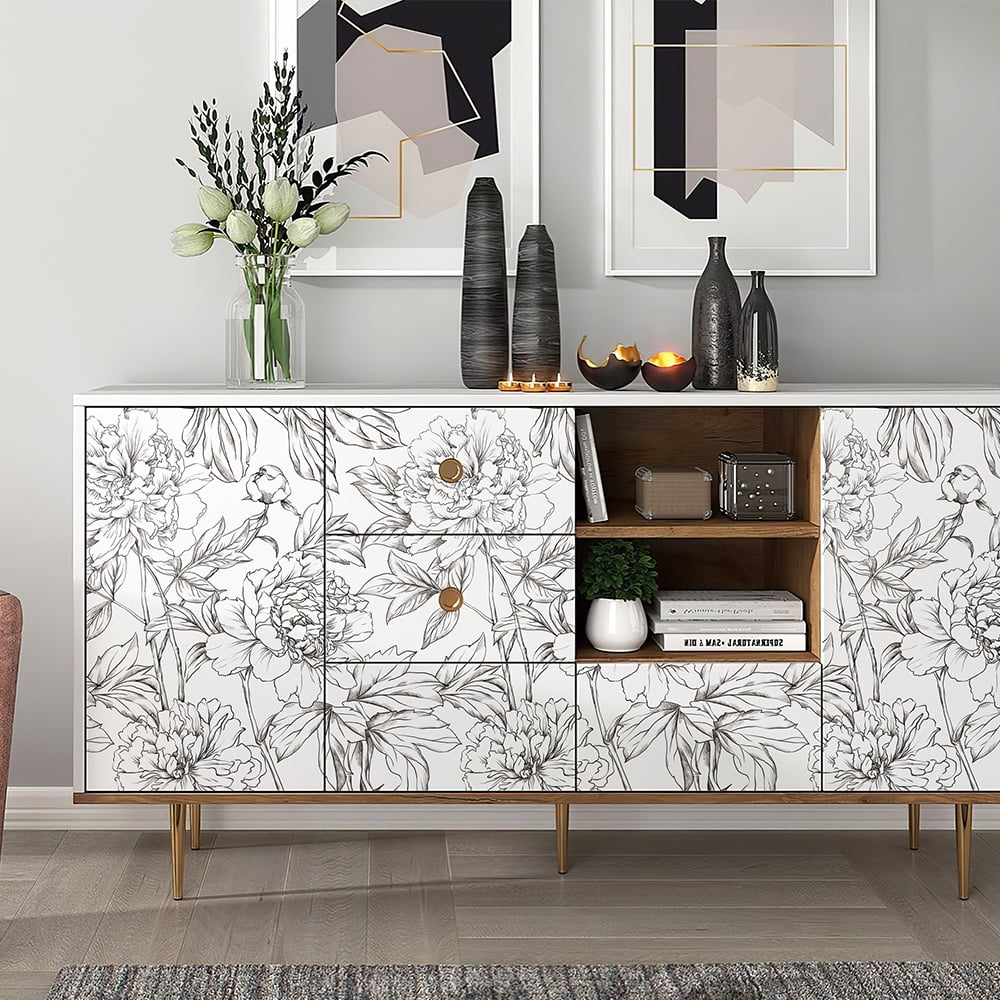 Xiayi Floral Linear Peel and Stick Wallpaper 56.7 Sq. ft