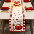 thumbnail image 5 of Linnome Valentine's Day Heart Table Runner Red Rose Printed Dining Room Home Decor Festive Ambience Accent, 5 of 6