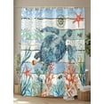 thumbnail image 4 of Fsddascl Sea Turtle Ocean Shower Curtain Set - Extra Long 72" x 96" Bathtub Curtain with 12 Hooks, Summer Beach Coastal Coral Nautical Waterproof Fabric Stall Shower Curtains for Bathroom/Bathtub, 4 of 6