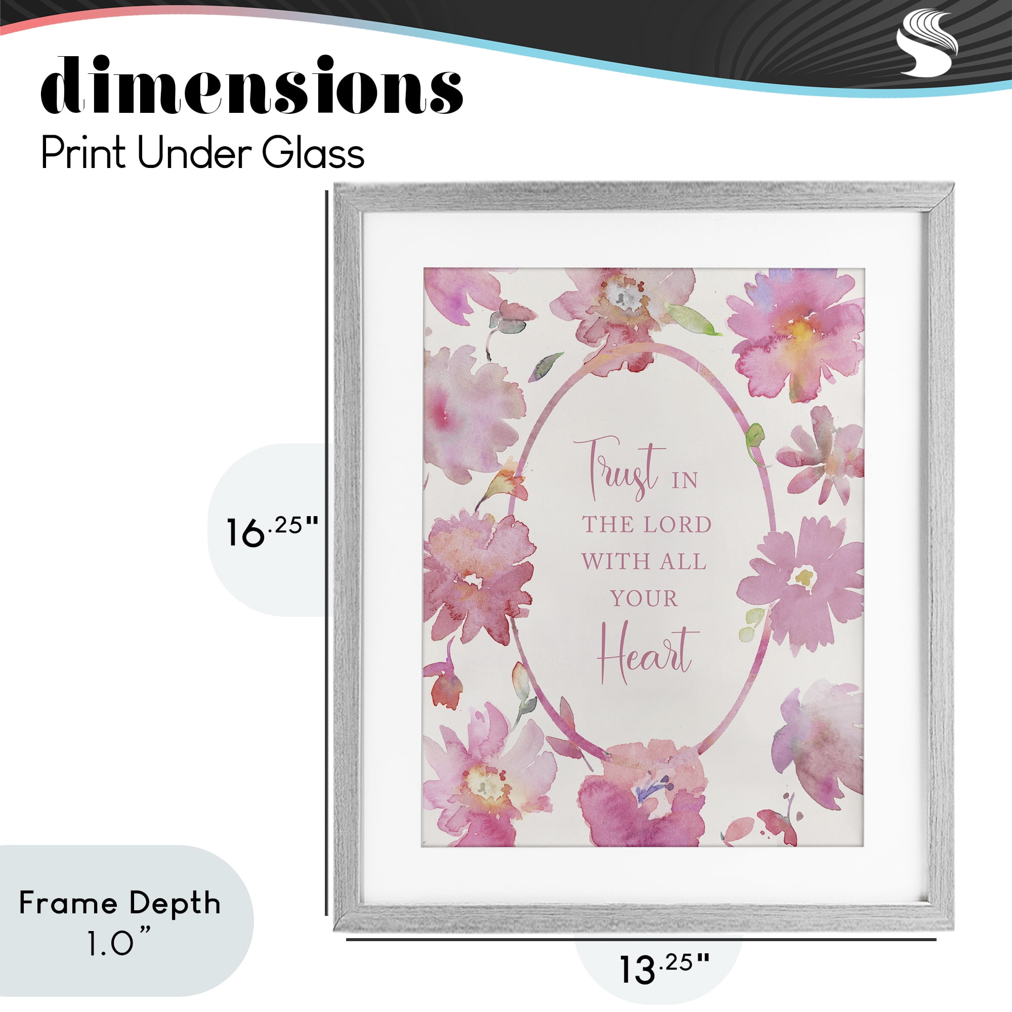 Stupell Industries Trust In The Lord Pink Blooms Gray Framed Print Under Glass, design by Theresa Heidel