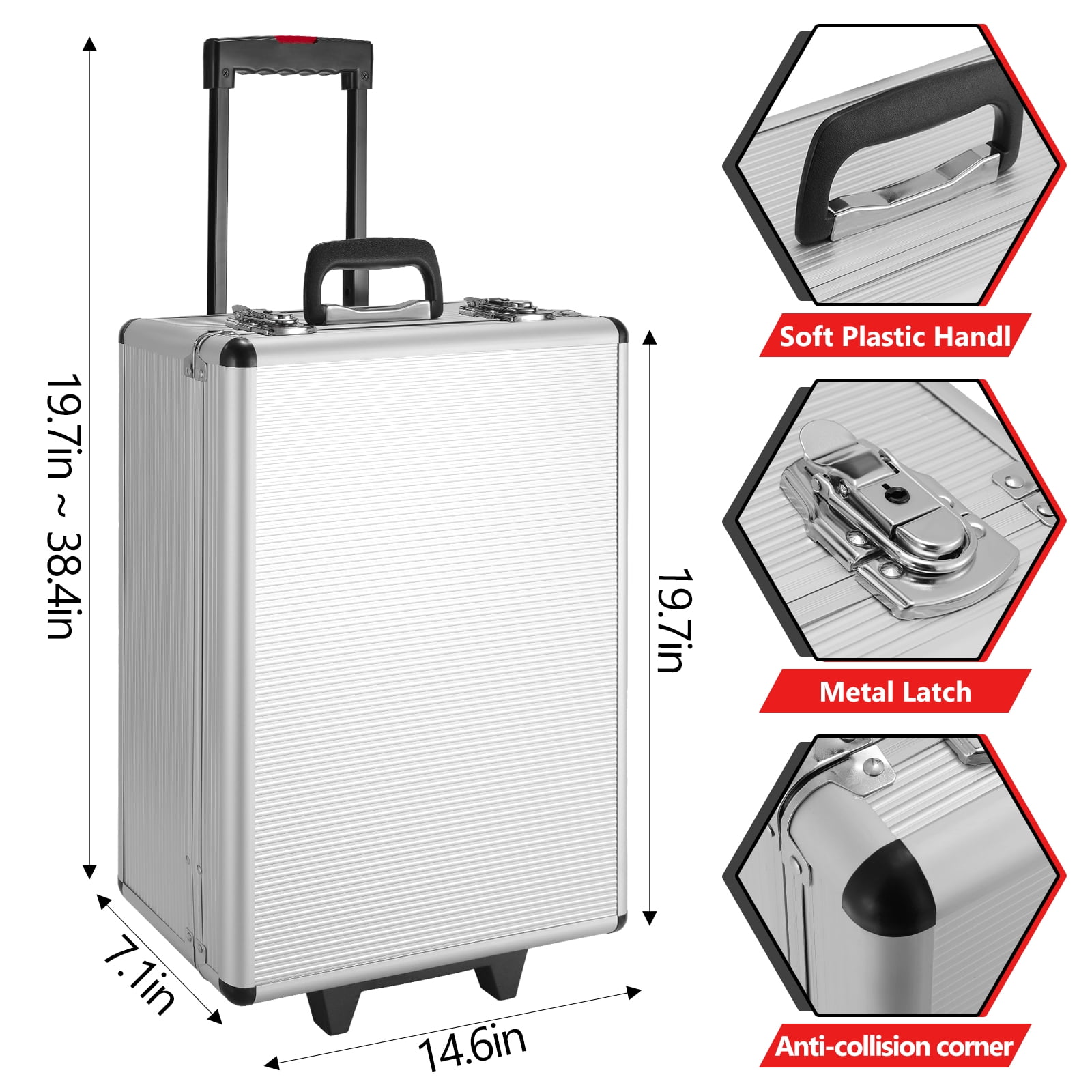 Pirecart 799pcs Mechanic Tool Box Set, with Aluminum Trolley Case,for Home, Dorm,Garage, and Automotive
