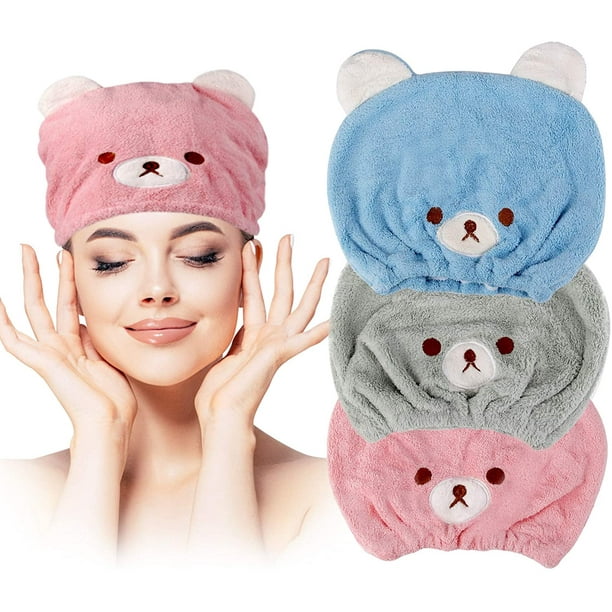 3 uds toalla de secado de pelo para niños niñas suave absorbente gorro de pelo seco para niños toalla de pelo para niños envoltura de toalla para la cabeza para niños Adepaton WRHS-106
