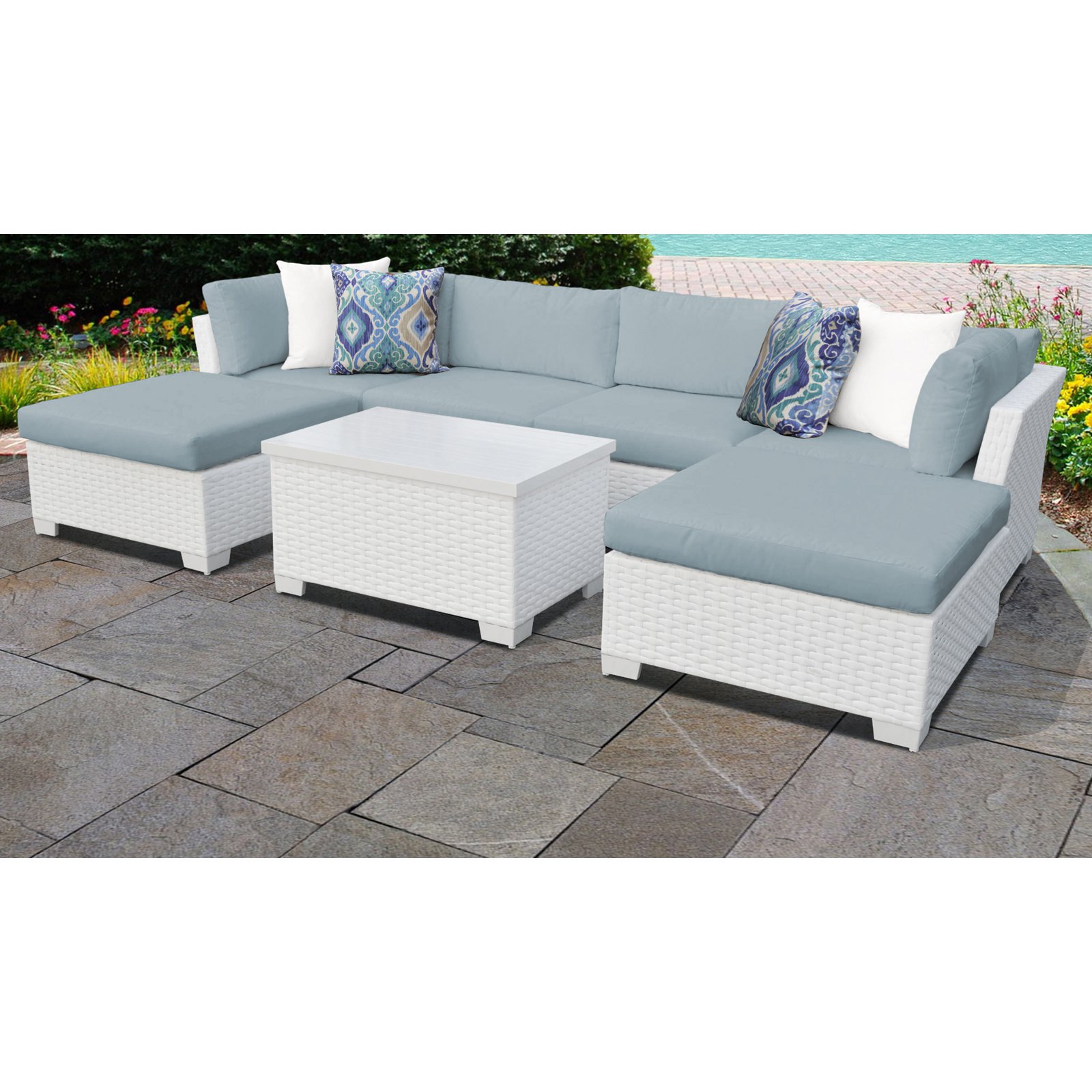 TK Classics Monaco 7Piece Outdoor Wicker Patio Conversation Set with