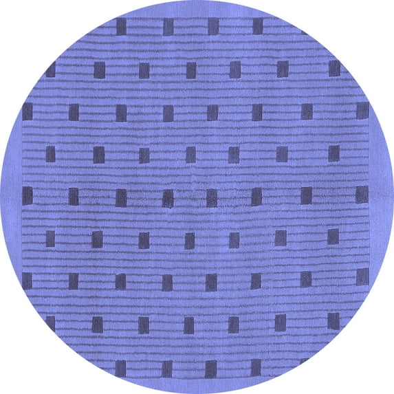 Ahgly Company Machine Washable Indoor Round Abstract Blue Modern Area Rugs, 3' Round